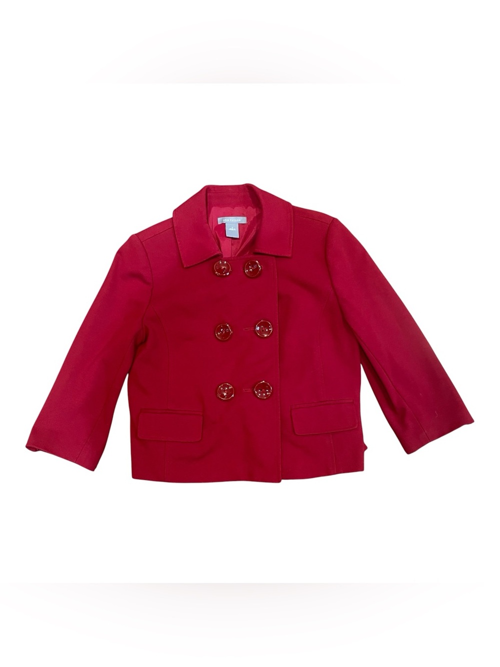 Ann Taylor Jacket Red Double Breasted Women’s 4 Lined Pockets Outerwear